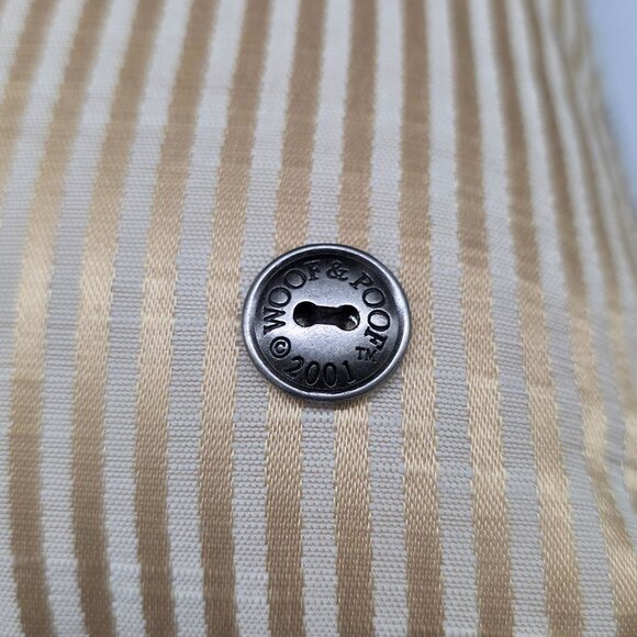 Vintage Small Striped Accent Throw Pillow Ribbon Bow Accent By Woof & Poof 10" - Picture 5 of 14